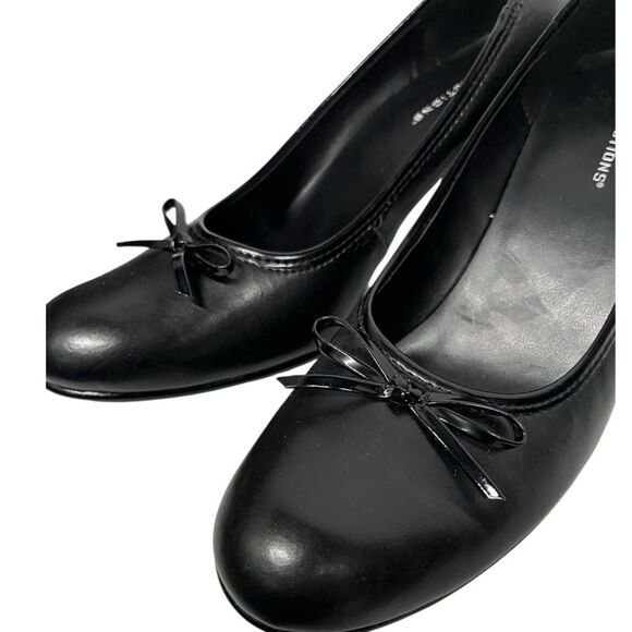 Predictions | Black Shiny Bow Closed Toe Dress Pump Heel Shoe 8.5 - Picture 8 of 10